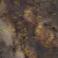 Dunkelnebel-im-Adler-Grid Darknebula in Aquilae, 2 Panel Mosaik,Canon EOS6Da EF200 ISO1600 27 x 5min iEQ30Pro, Gahberg 20220909