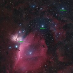Orions-Belt-Star-Id Orion‘s Belt, Redcat71, IMX571C, Gain 0, Offset 100 34x300s L-extreme 275x300s total 7,4h 2 Panel Mosaic, iEQ30Pro, Gahberg 202250121- 0302