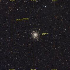 M12-in-Ophiuchus-Grid M12 in Ophiuchus, Newton 8“ f3 DSPro2600C, 27 x 5min, total 2,25h, iOptron HAE29EC, Gahberg 20260618